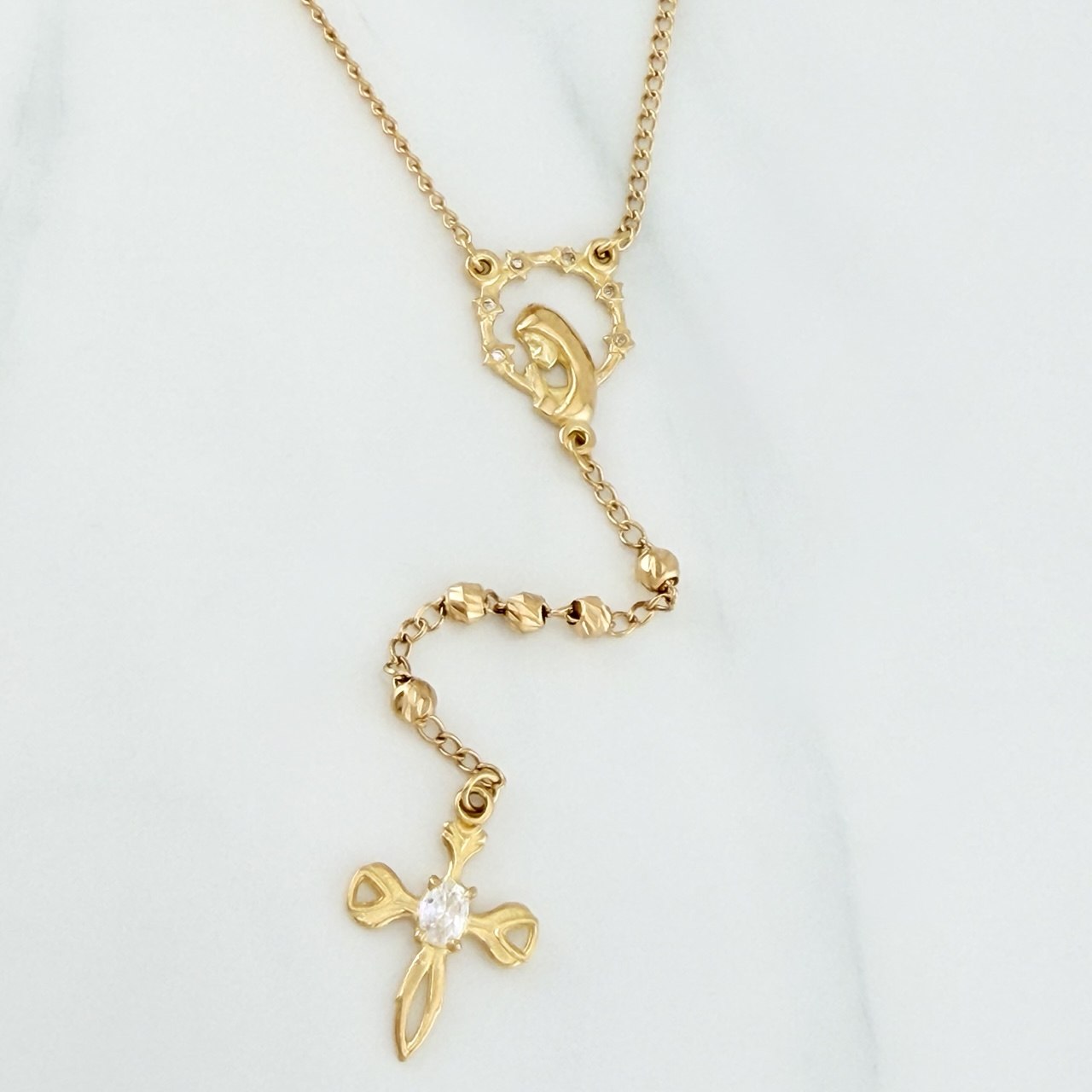 Rosario Virgen Maria 9.55 g / 22 3/4 in / 3 mm Oro Amarillo 18K