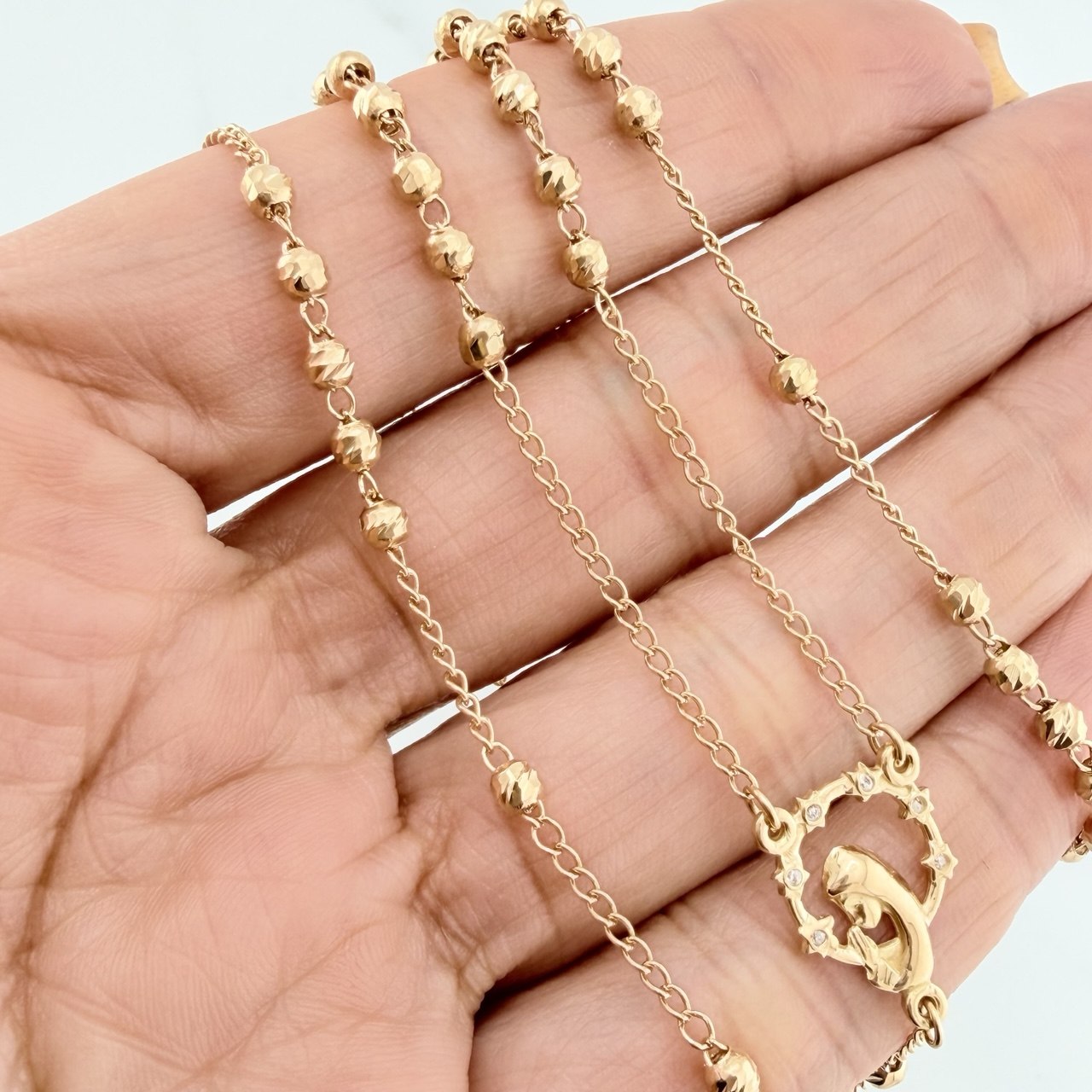 Rosario Virgen Maria 9.55 g / 22 3/4 in / 3 mm Oro Amarillo 18K