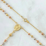 Miraculous Virgin Rosary 7.5gr / 45cm / 3mm-4mm Beads Diamond Cut Cross Cristo Basto Screwed Three 18K Gold *
