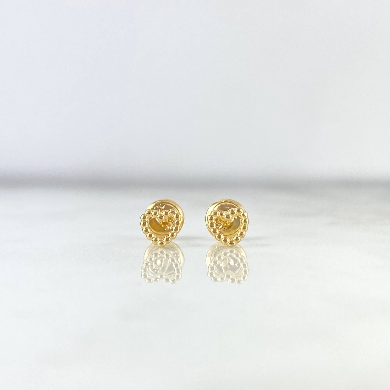 Stud Earrings Embroidered Heart 0.6gr / 5mm Silhouette 18K Yellow Gold