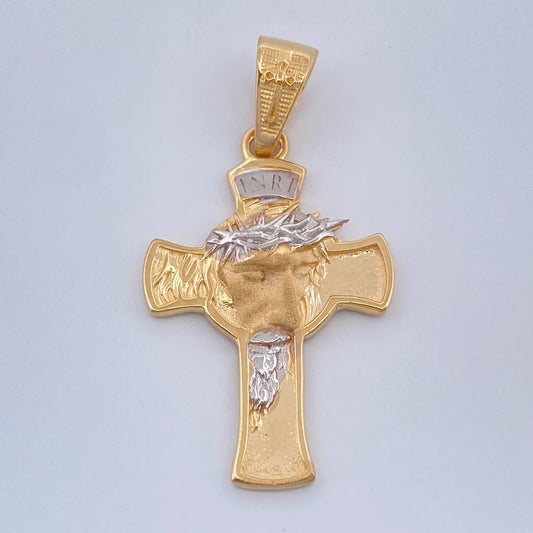 Dije Cruz Cristo Rostro 4gr / Dos Oros Amarillo Blanco 18K %