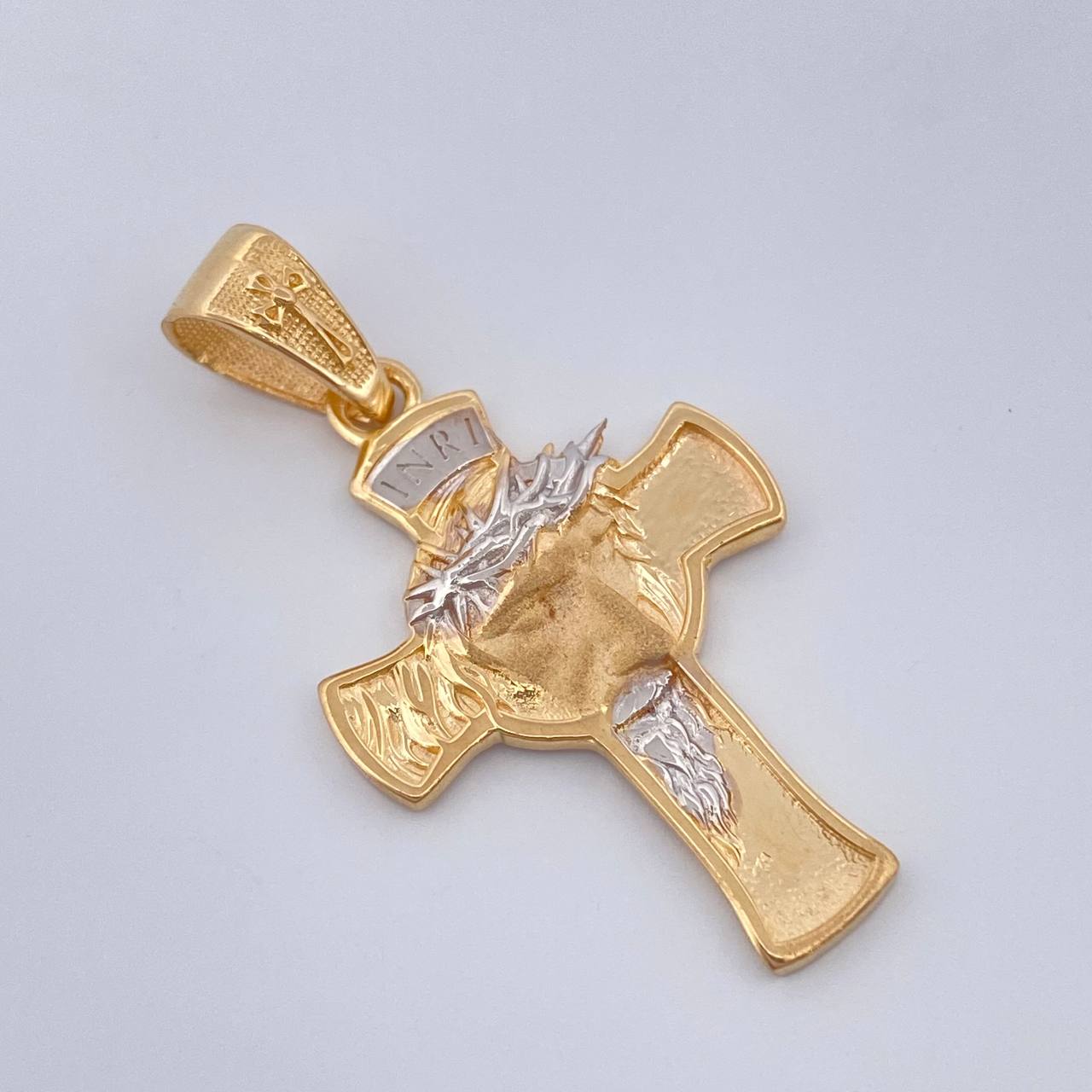 Dije Cruz Cristo Rostro 4gr / Dos Oros Amarillo Blanco 18K %