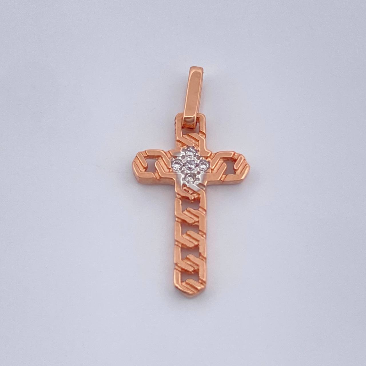 Dije Cruz Cubana 0.85gr / Dos Oros Blanco Rosa 18K %