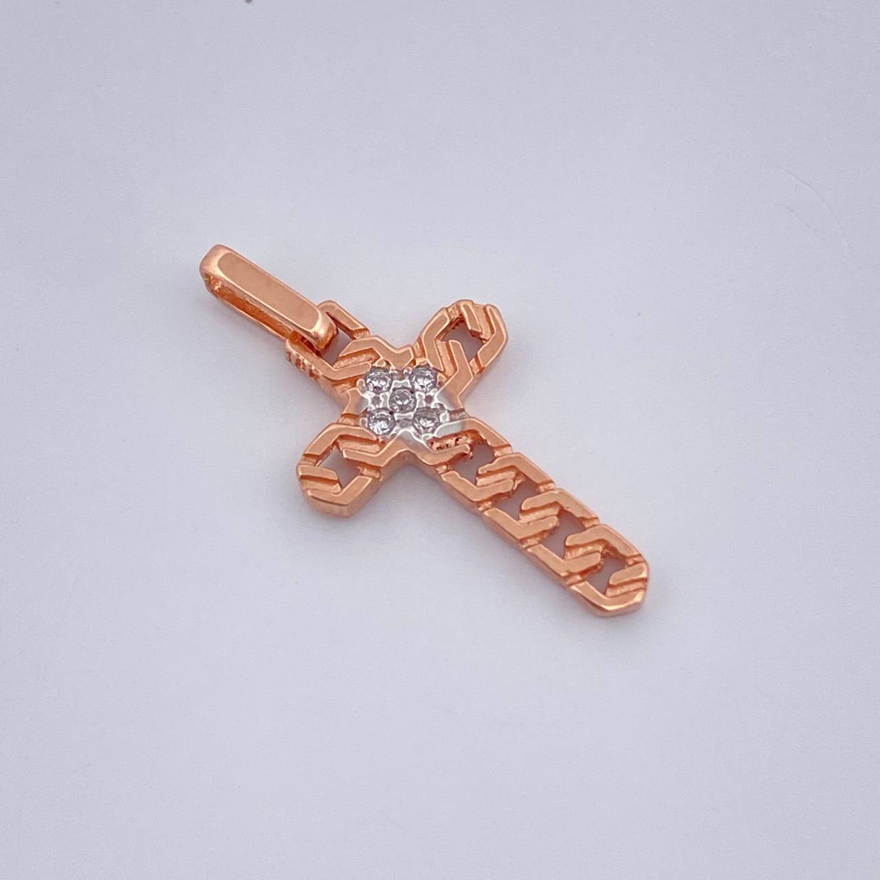 Dije Cruz Cubana 0.85gr / Dos Oros Blanco Rosa 18K %