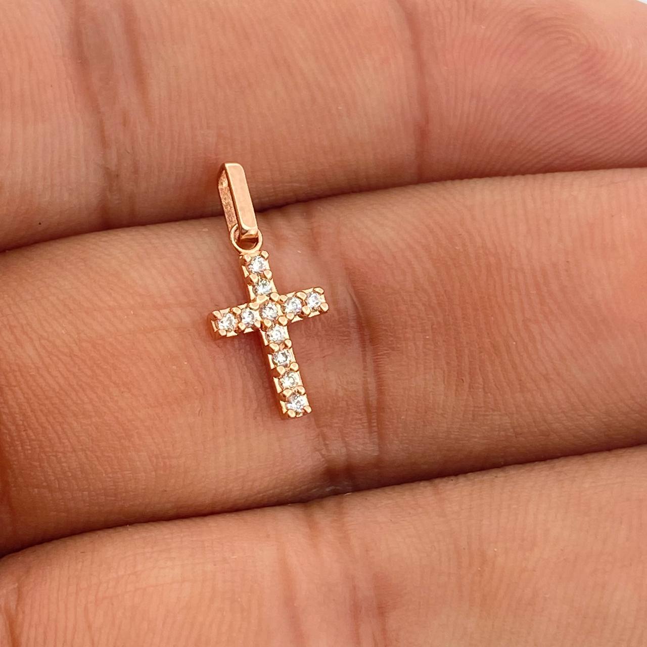 Pendant Punctuated Cross 0.6gr / 18K Rose Gold %