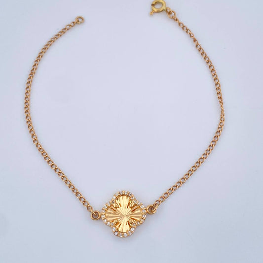 Pulso Trebol Aro Seguido 2.45gr / 7 in / 2mm Oro Amarillo 18K $