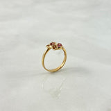 Ring Roses 2.4gr / T6 / Red Zircons Yellow Gold