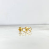Stud Earrings Embroidered Heart 0.6gr / 5mm Silhouette 18K Yellow Gold