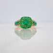 Square Halo Emeralds Ring 1.04 qts Diamonds 12 pts 3.4gr / T5 3/4 / Two Yellow White Golds 18K %