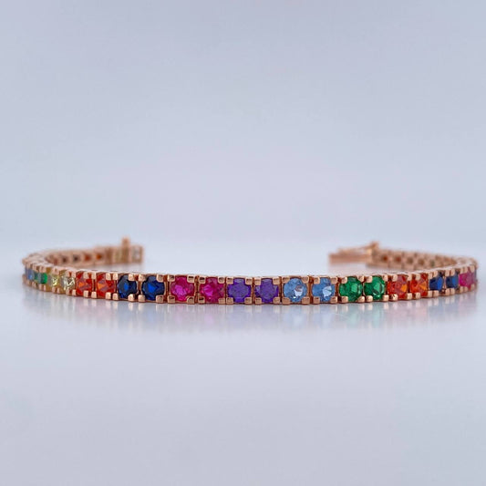 Pulso Tennis 13.5gr / 6 1/4 in / 3mm Oro Rosa 18K %