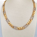 Figaro Chain 42.55gr / 24 1/4 in / 7mm Two-Tone Yellow White 18K %