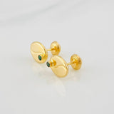 Stud Earrings Coffee Bean 1.1g / in / 7.6mm Yellow Gold 18K