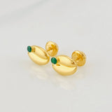 Stud Earrings Coffee Bean 0.8g / in / 6.6mm 18K Yellow Gold