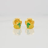 Stud Earrings Heart Medium Sparkle 0.6g / in / 3.9mm 18K Yellow Gold