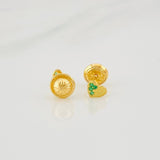 Stud Earrings Heart Medium Sparkle 0.6g / in / 3.9mm 18K Yellow Gold