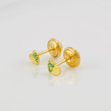 Stud Earrings Heart Medium Sparkle 0.6g / in / 3.9mm 18K Yellow Gold