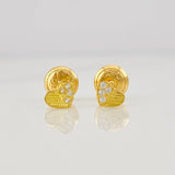 Stud Earrings Heart Medium Sparkle 0.65g / in / 4mm 18K Yellow Gold