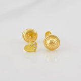 Stud Earrings Heart Medium Sparkle 0.65g / in / 4mm 18K Yellow Gold