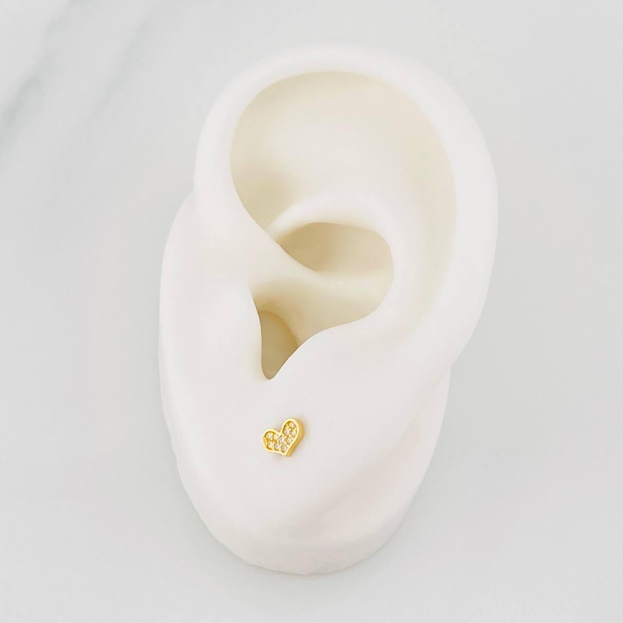 Stud Earrings Heart 0.6g / in / 3.8mm Yellow Gold 18K