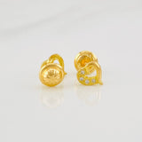 Stud Earrings Heart 0.85g / in / 6mm Yellow Gold 18K