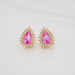 Stud Earrings Halo Tear 2.4g / in / 7.6mm Yellow Gold 18K