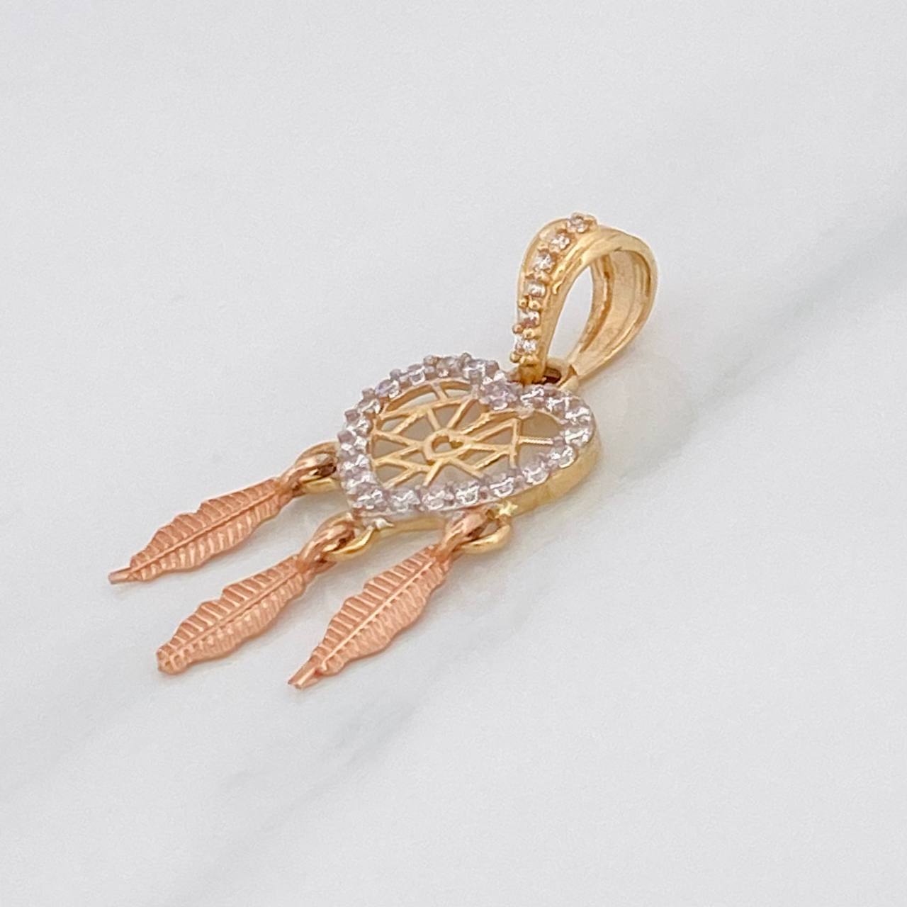 Dije Corazon Atrapa Sueños 1.6g / 1 1/4 in Tres Oros 18K