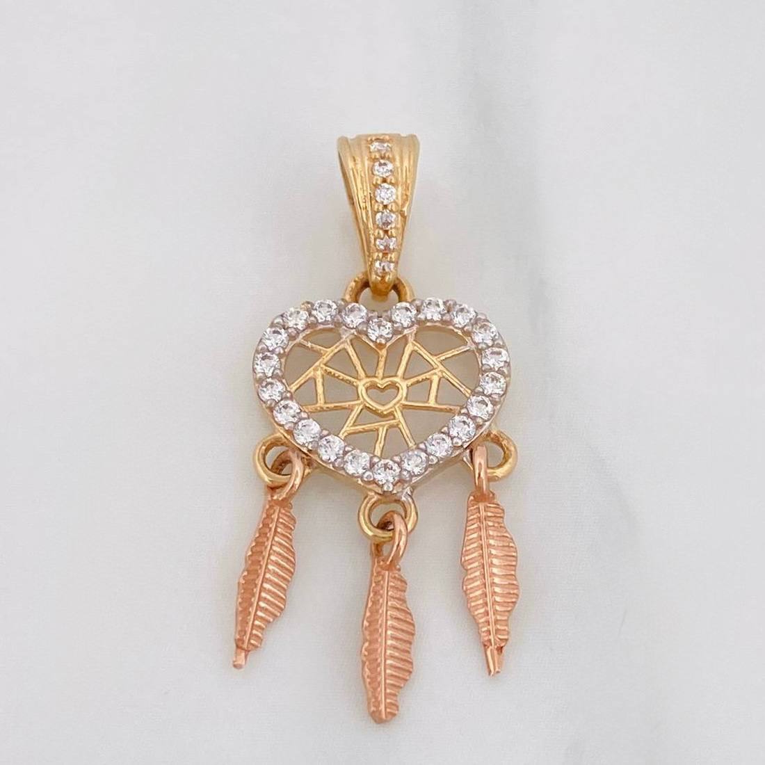 Dije Corazon Atrapa Sueños 1.6g / 1 1/4 in Tres Oros 18K
