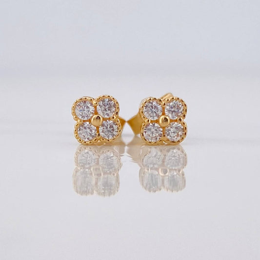 Stud Earrings Flower 1.3g / in / 4.85mm Yellow Gold 18K