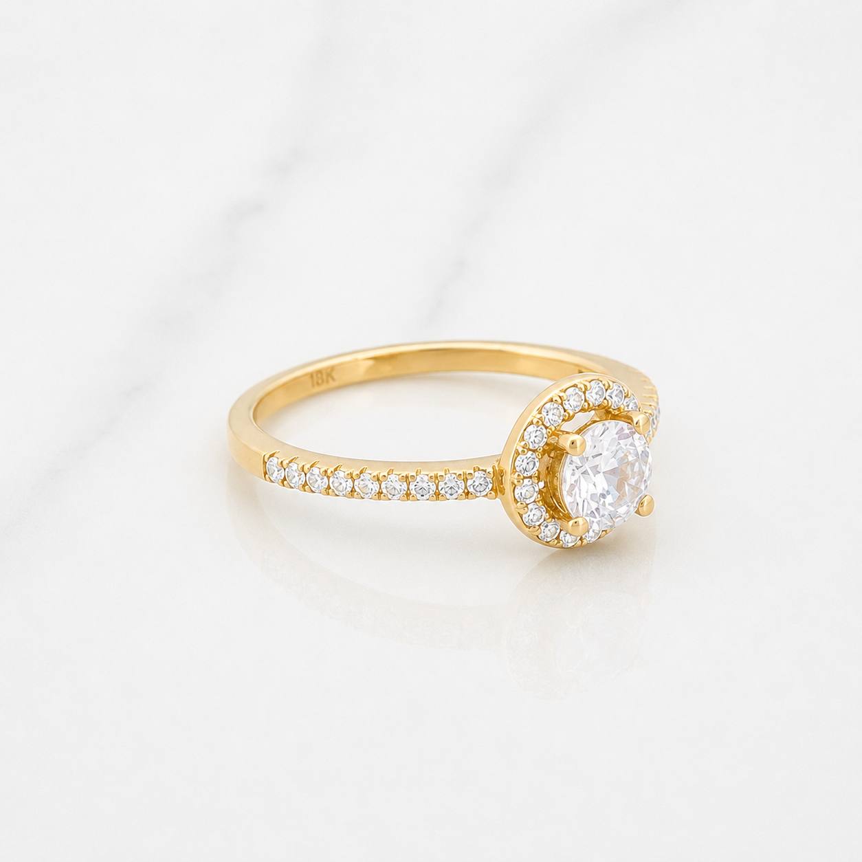 Anillo Halo 1.95g / T4 3/4 Oro Amarillo 18K