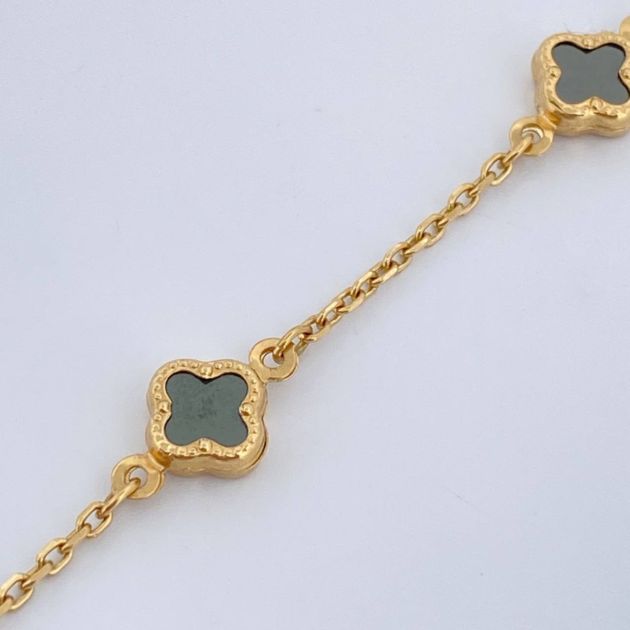Pulso Trebol Aro Seguido 3.25gr / 7 1/2 in / 1mm Oro Amarillo +4 18K +