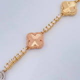Tennis Bracelet Clover 10.2gr / 6 1/2 in / 2mm Tres Oros 18K +