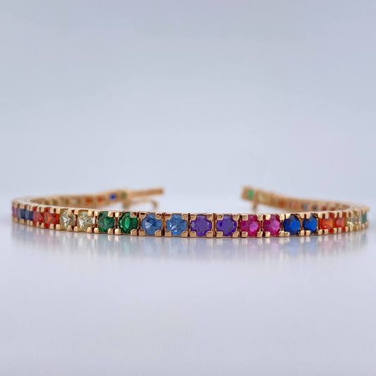 Pulso Tennis 13.9gr / 6 3/4 in / 3mm Oro Amarillo 18K %