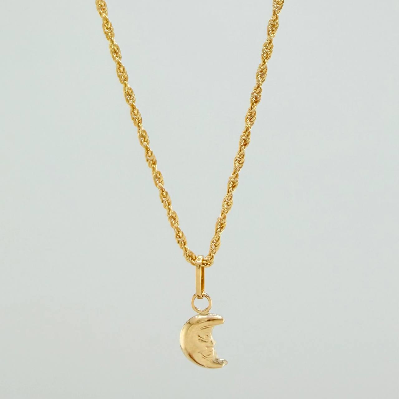 Set Cadena y Dije Lazo + Luna 1.1gr / 15 1/2 in / 1.14mm Oro Amarillo 18K (Oferta) &