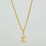 Set Cadena y Dije Lazo + Luna 1.1gr / 15 1/2 in / 1.14mm Oro Amarillo 18K (Oferta) &