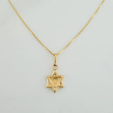Set Cadena y Dije Veneciana + Estrella David 1.2gr / 15 3/4 in / 0.49mm Oro Amarillo 18K (Oferta) &