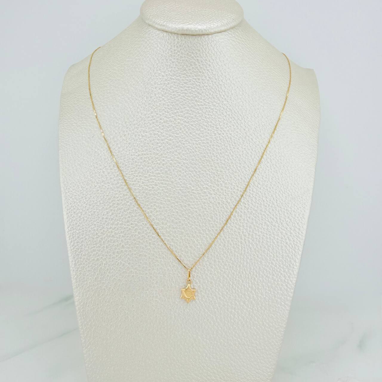 Set Cadena y Dije Veneciana + Estrella David 1.2gr / 17 3/4 in / 0.5mm Oro Amarillo 18K (Oferta) &
