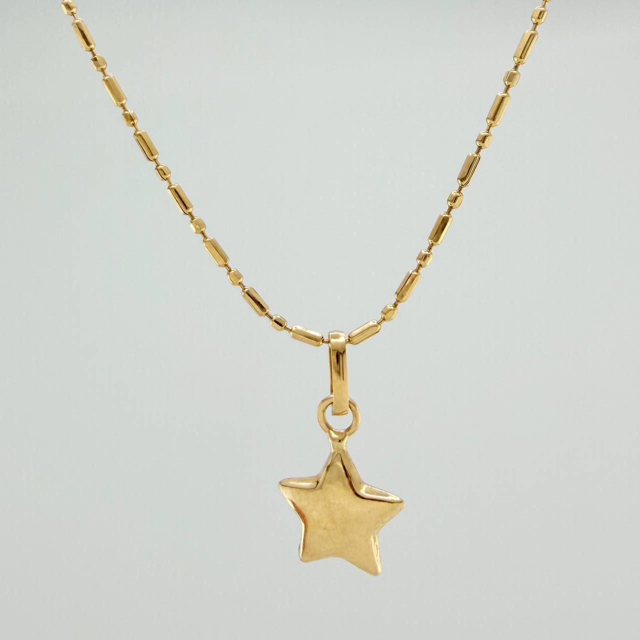 Set Cadena y Dije Morse + Estrella 1.85gr / 17 3/4 in / 0.73mm Oro Amarillo 18K (Oferta) &