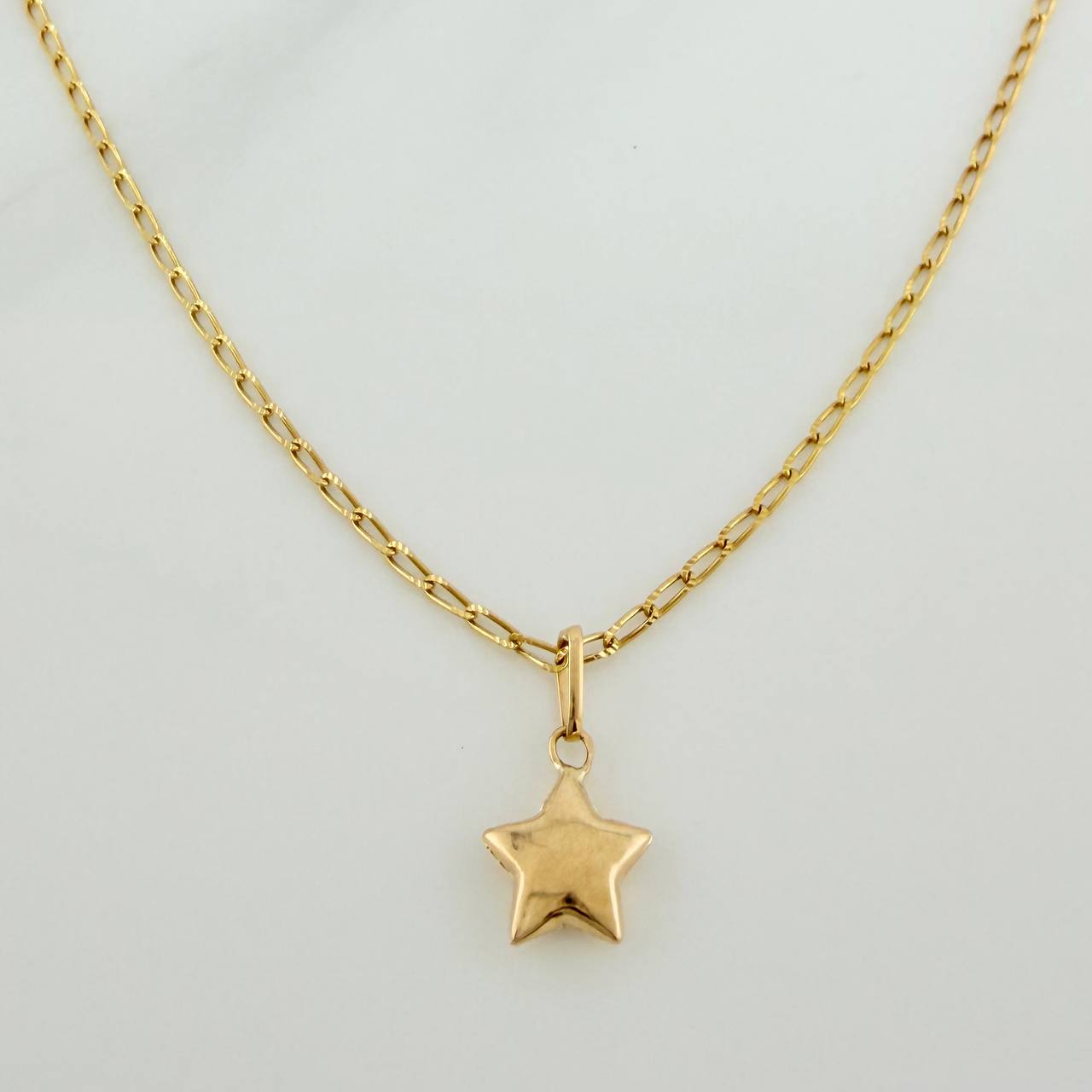 Set Cadena y Dije Espiga + Estrella  2gr / 18 in / 1.21mm Oro Amarillo 18K (Oferta) &