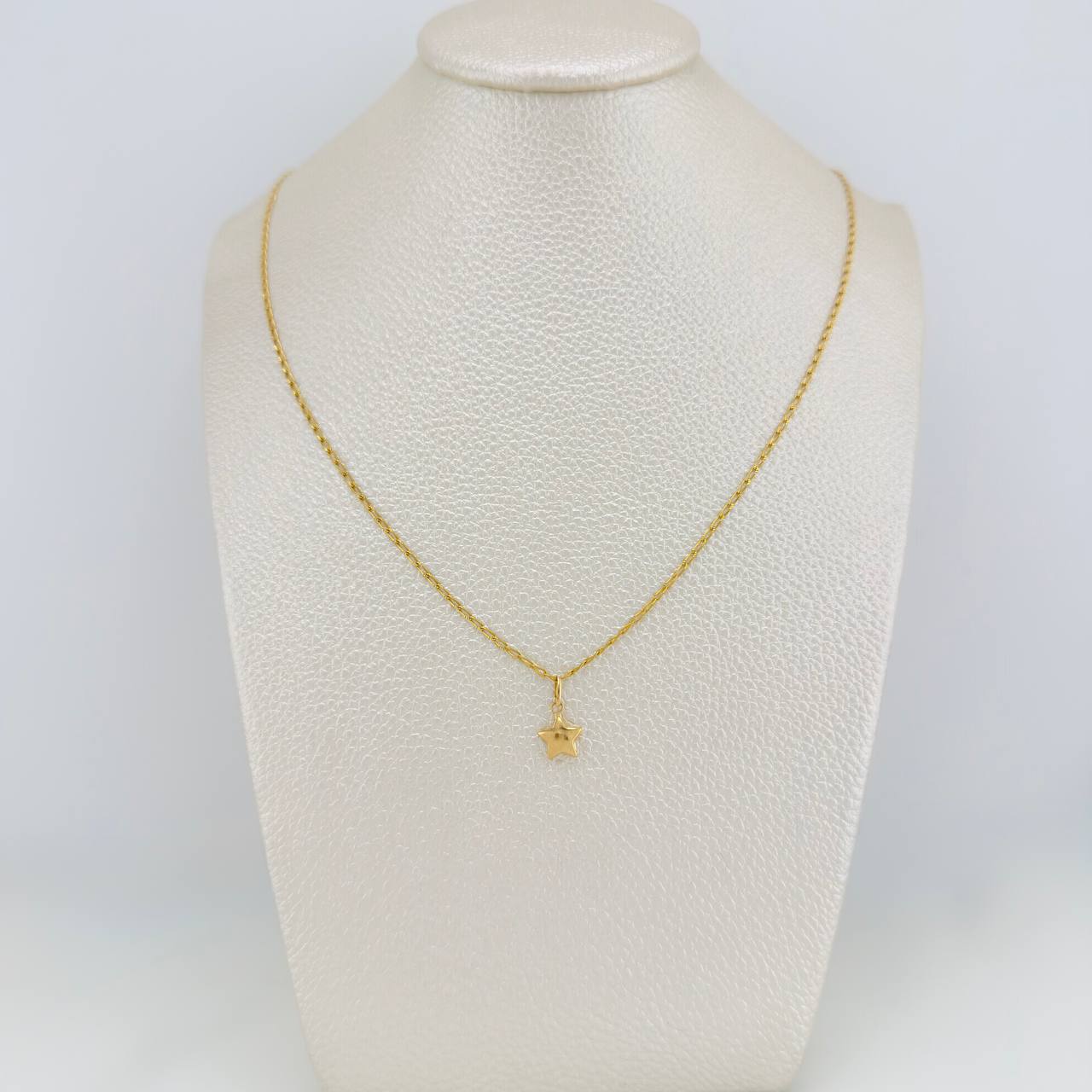 Set Cadena y Dije Espiga + Estrella  2gr / 18 in / 1.21mm Oro Amarillo 18K (Oferta) &