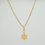 Set Cadena y Dije Espiga + Estrella David 1.95gr / 17 3/4 in / 1.22mm Oro Amarillo 18K (Oferta) &