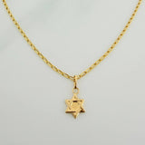 Set Cadena y Dije Espiga + Estrella David 1.95gr / 17 3/4 in / 1.22mm Oro Amarillo 18K (Oferta) &