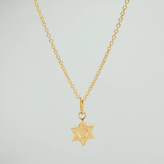 Set Cadena y Dije Aro Seguido + Estrella David 1.6gr / 18 in / 1.01mm Oro Amarillo 18K (Oferta) &