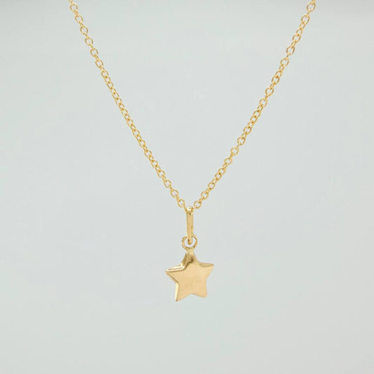 Set Cadena y Dije Aro Seguido + Estrella 1.6gr / 17 3/4 in / 1mm Oro Amarillo 18K (Oferta) &