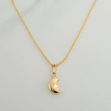 Set Cadena y Dije Aro Seguido + Luna 1.65gr / 18 in / 1mm Oro Amarillo 18K (Oferta) &