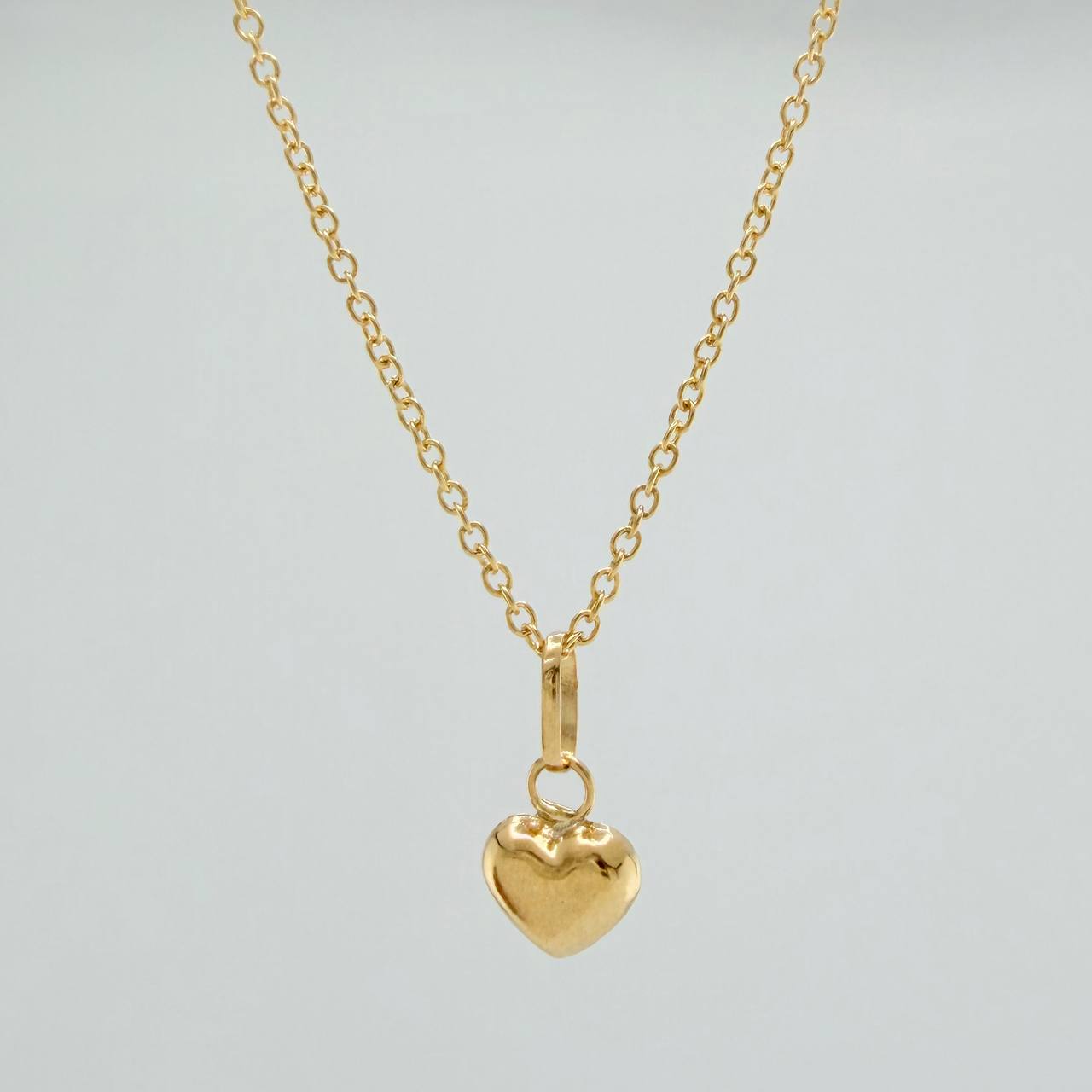 Set Cadena y Dije Aro Seguido + Corazon 1.55gr / 17 3/4 in / 0.96mm Oro Amarillo 18K (Oferta) &
