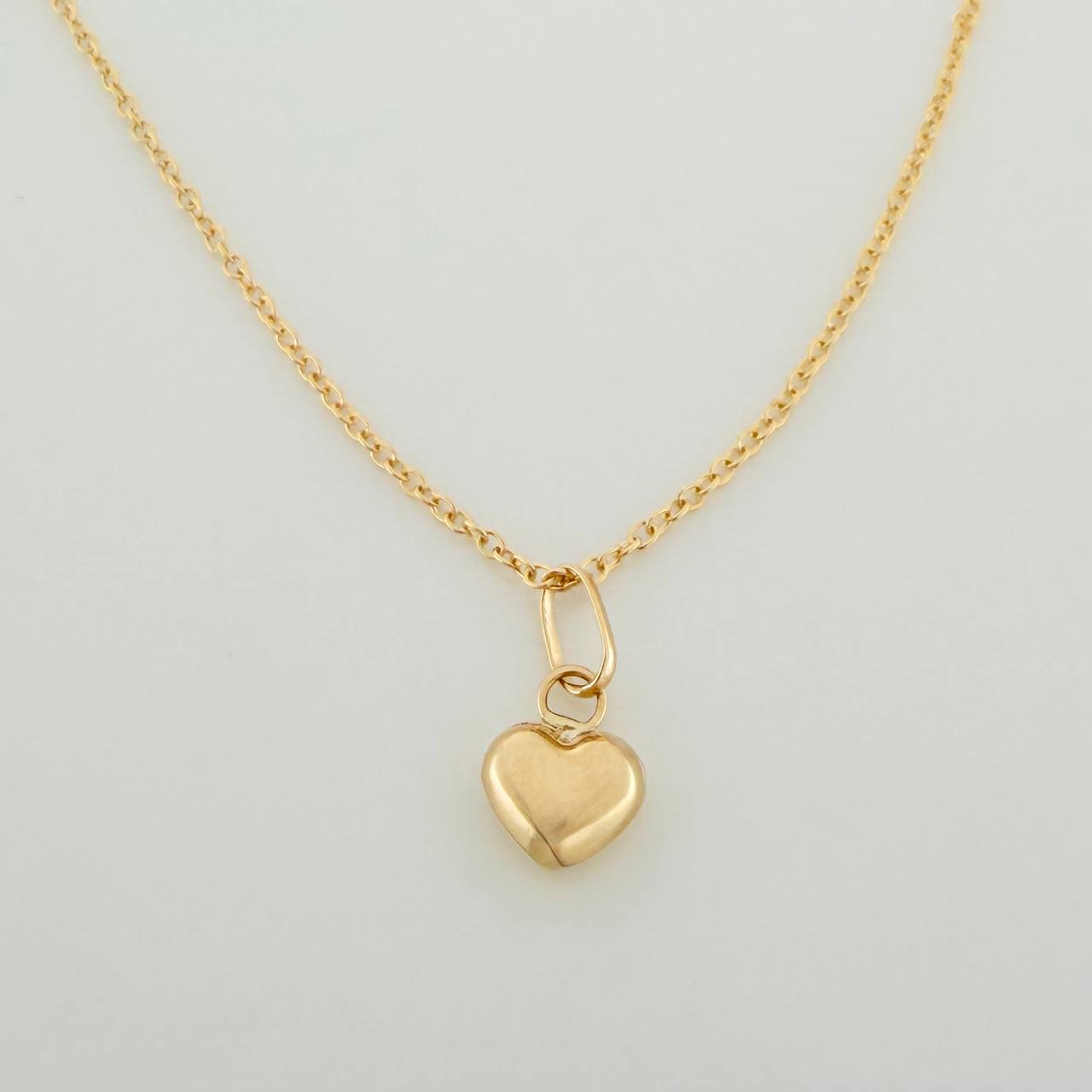 Set Cadena y Dije Aro Seguido + Corazon 1.55gr / 17 3/4 in / 0.96mm Oro Amarillo 18K (Oferta) &