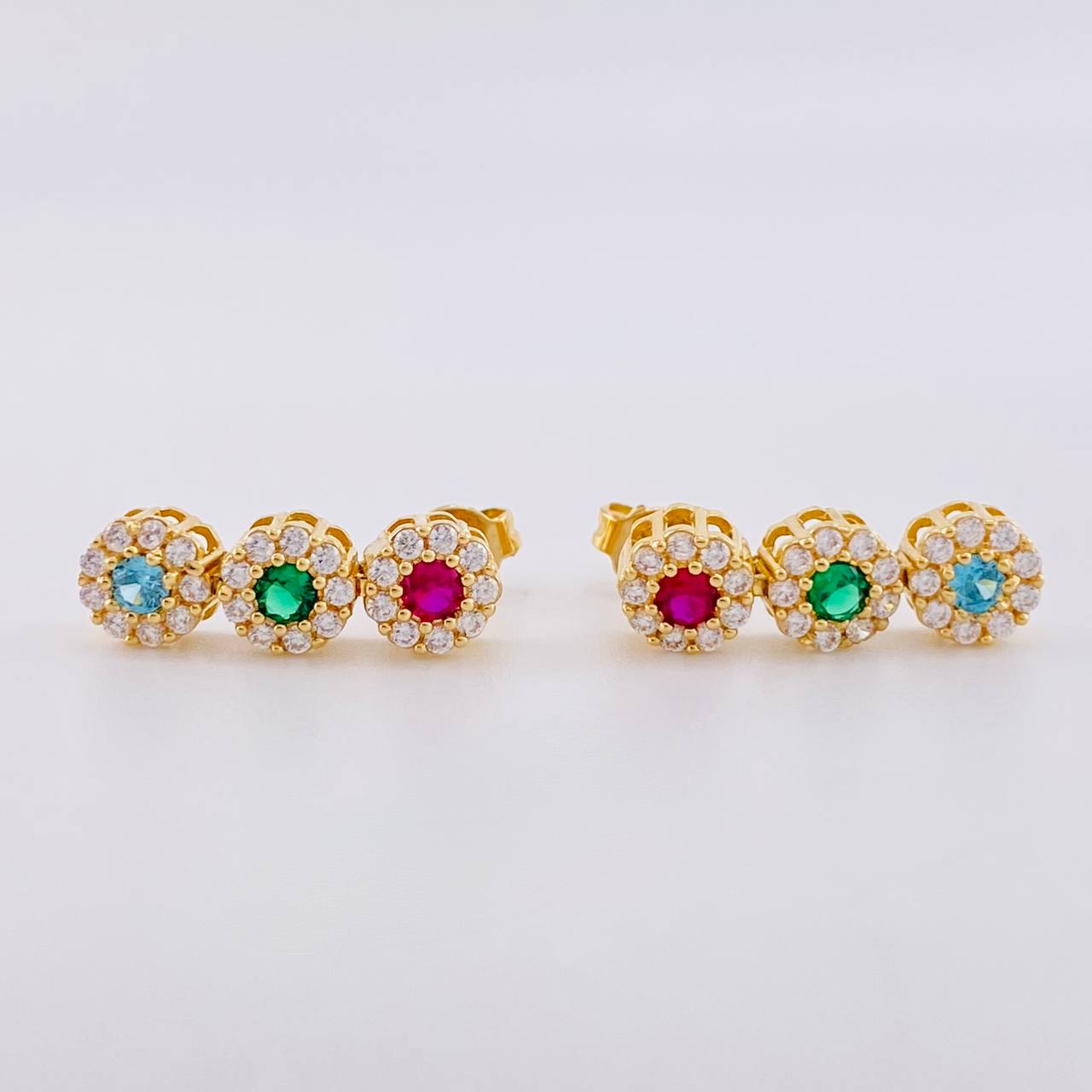 Stud Earrings Halo Dense 3.5g / in / 17.5mm Yellow Gold 18K