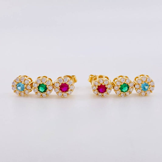 Stud Earrings Halo Dense 3.5g / in / 17.5mm Yellow Gold 18K