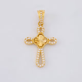 Dije Cruz Trébol Diamantado 1.8g / 1 1/4 in Oro Amarillo 18K