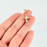 Dije Cruz Trébol Diamantado 1.8g / 1 1/4 in Oro Amarillo 18K